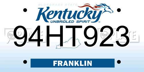 94HT923 Kentucky License Plate