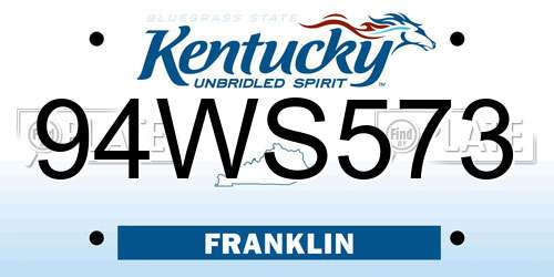 94WS573 Kentucky License Plate