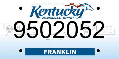 9502052 Kentucky License Plate