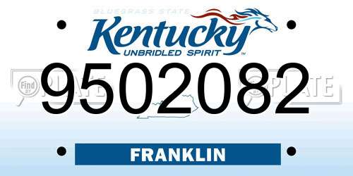 9502082 Kentucky License Plate