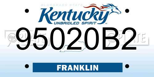 95020B2 Kentucky License Plate