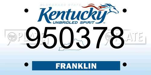950378 Kentucky License Plate