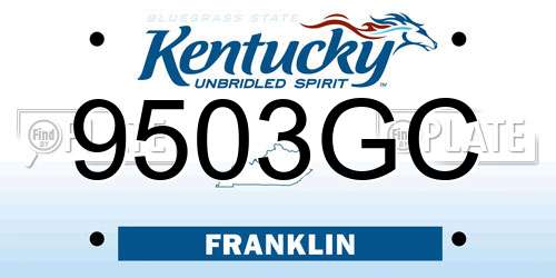 9503GC Kentucky License Plate