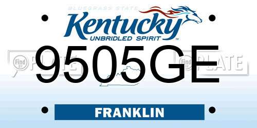 9505GE Kentucky License Plate