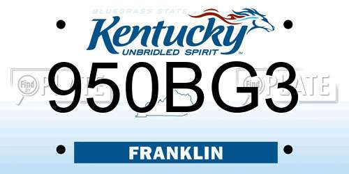950BG3 Kentucky License Plate