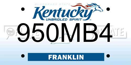 950MB4 Kentucky License Plate