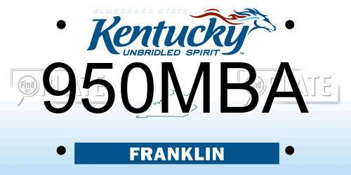 950MBA Kentucky License Plate