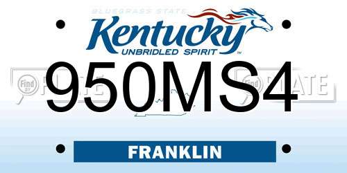 950MS4 Kentucky License Plate
