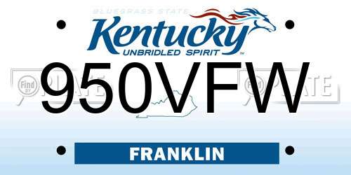 950VFW Kentucky License Plate