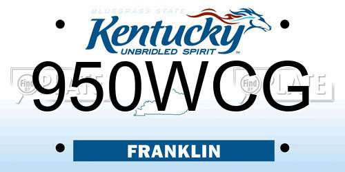 950WCG Kentucky License Plate