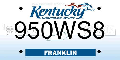 950WS8 Kentucky License Plate