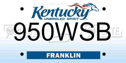 950WSB Kentucky License Plate