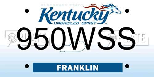 950WSS Kentucky License Plate