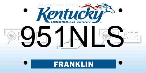 951NLS Kentucky License Plate