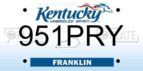 951PRY Kentucky License Plate