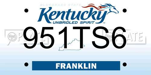 951TS6 Kentucky License Plate