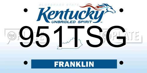 951TSG Kentucky License Plate