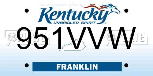 951VVW Kentucky License Plate
