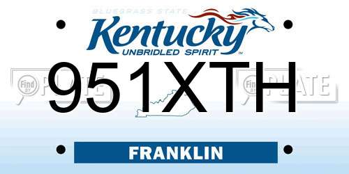 951XTH Kentucky License Plate