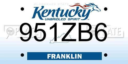 951ZB6 Kentucky License Plate