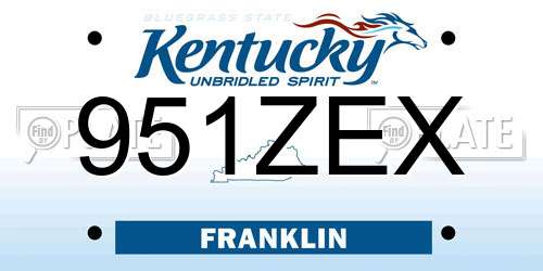 951ZEX Kentucky License Plate