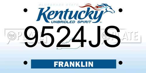 9524JS Kentucky License Plate