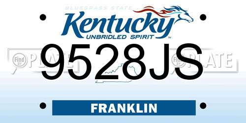 9528JS Kentucky License Plate