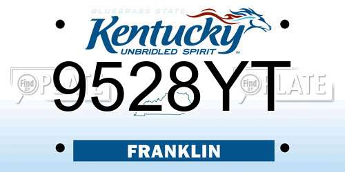 9528YT Kentucky License Plate