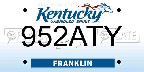 952ATY Kentucky License Plate
