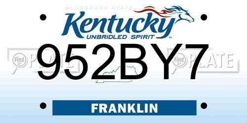 952BY7 Kentucky License Plate
