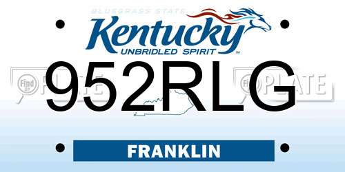 952RLG Kentucky License Plate