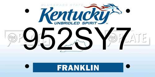 952SY7 Kentucky License Plate