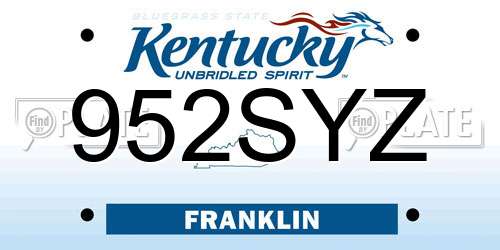 952SYZ Kentucky License Plate