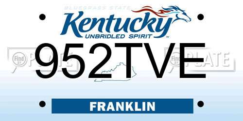 952TVE Kentucky License Plate