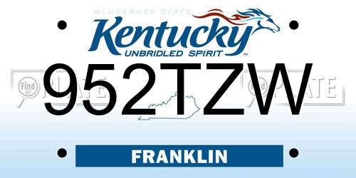 952TZW Kentucky License Plate