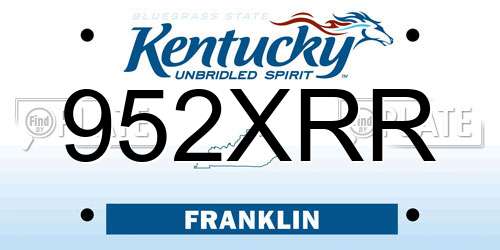 952XRR Kentucky License Plate