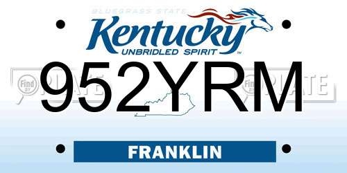 952YRM Kentucky License Plate