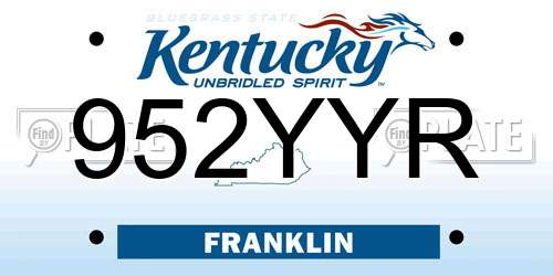 952YYR Kentucky License Plate