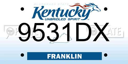 9531DX Kentucky License Plate