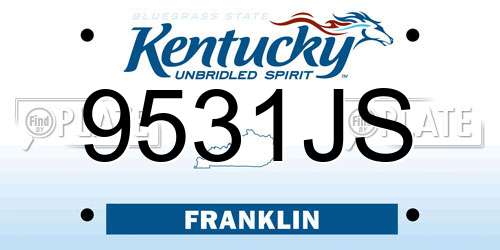 9531JS Kentucky License Plate