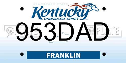 953DAD Kentucky License Plate