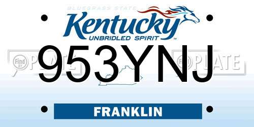 953YNJ Kentucky License Plate