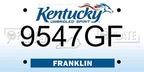 9547GF Kentucky License Plate