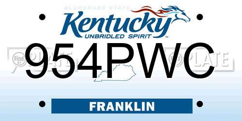 954PWC Kentucky License Plate