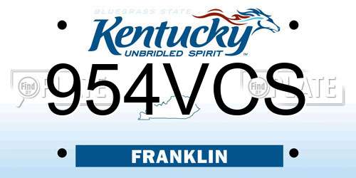 954VCS Kentucky License Plate