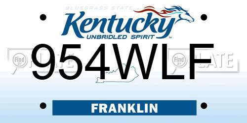 954WLF Kentucky License Plate