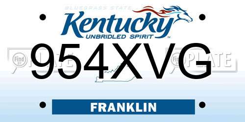 954XVG Kentucky License Plate