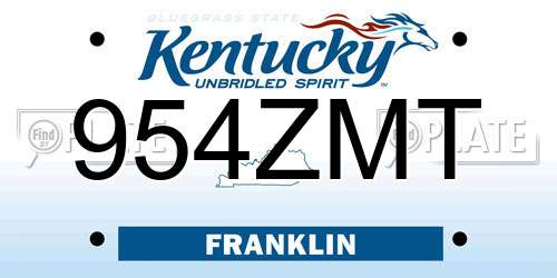 954ZMT Kentucky License Plate