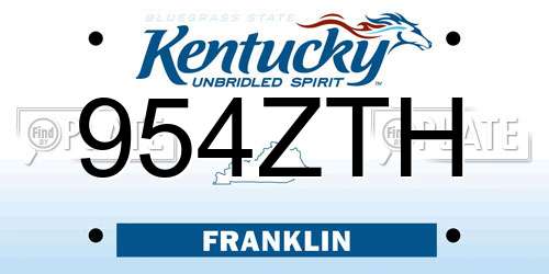 954ZTH Kentucky License Plate