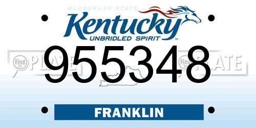 955348 Kentucky License Plate